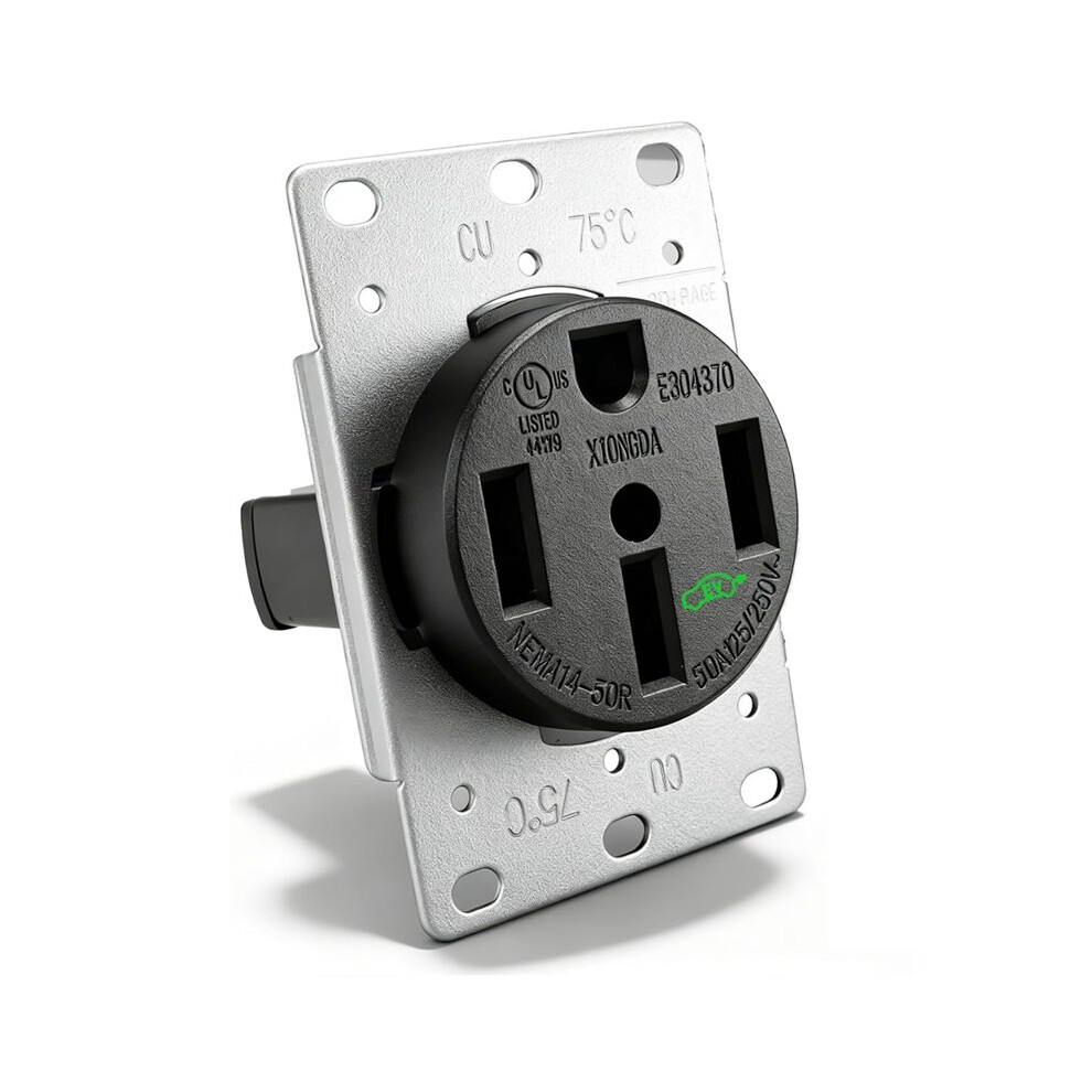 50 Amp Ev Charger Outlet, Nema 14-50R Ev Charging Receptacle Heavy Duty, 3-Pole 4-Wire 125/250V Flush Receptacle 4712474960280