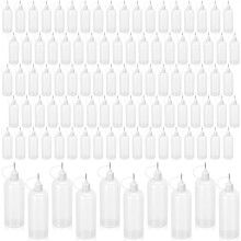 Singhoow 100Pcs 120ml / 4oz Tip Glue Bottle Bulk Plastic Tip Aplicator Bottle Refillable Dropper Squeeze Bottles B
