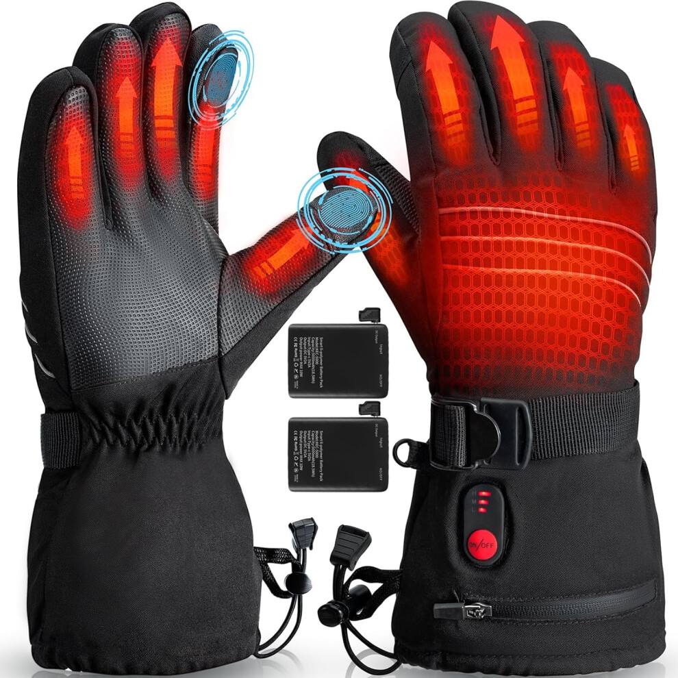 Rechargeable Heated Gloves 5000Mah Waterproof Touchscreen For Men Women Motorcycle Ski Winter Outdoor 9771547374541