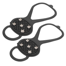 Lightweight 5 Teeth Ice Cleats for Shoes with Durable Steel Spikes, Silicone Crampons for Hiking and Skiing