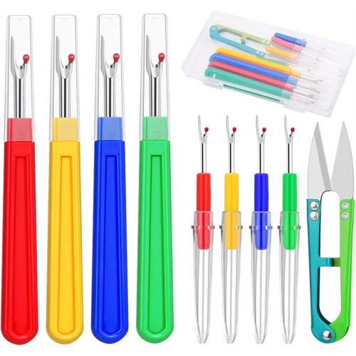 Seam Ripper, 4  and 4 Small Remover Tools, Seam Rippers for Sewing, Thread Remover Tool with Thread Snip, Storage Box