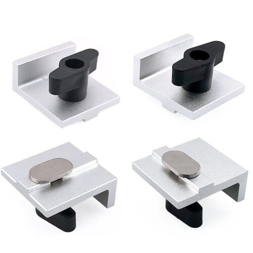 4 Pcs T-Track Stop Block Kit for Woodworking Silver Short Stop with Knobs Sanding and Routing