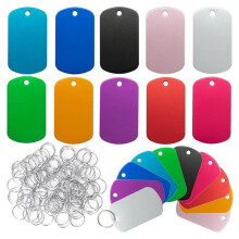 50 Stuks Aluminium Tags Gravure Metalen Tags met Ophanggat Huisdier-ID Dubbelzijdig Stempelen Gravure Tags