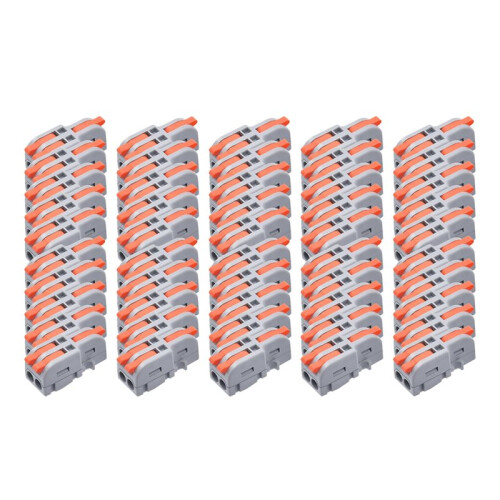 50Pcs Lever Wire Connectors, 1 in 2 Out DIY  Splicing Compact Splitter Docking Terminal Block Electrical Connectors
