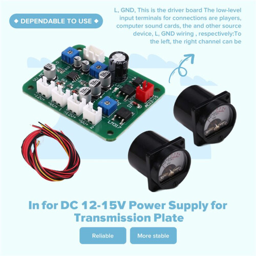 35mm VU Meter Stereo Audio Amplifier Level Indicator Audio Meter Backlight Adjustable with Driver Board for AMP
