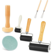 7 Pack Rubber Brayer Rollers Kit, Printmaking Ink Rollers for Block Printing, Stamp, Wallpaper,DIY Crafts & Painting