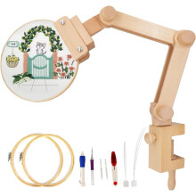 Broderiringsställ, Justerbar Broderiringshållare, Broderiringsställ med Kit och 2 St Broderiringar (15 cm + 18 cm)