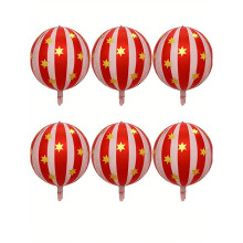 Pack of 6 Jumbo 22 Inch 4D Stripe Foil Balloons Star Balloon Foil Kids Birthday Party Decoration Red