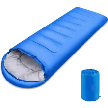 Camping Sleeping Bag for Adults Cold Weather, Waterproof Warm Hooded Lightweight Backpacking Bag with Compression Sack, Blue