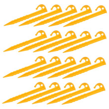 20Pcs Yellow Plastic Tent Stakes Windproof Anchors with Enhanced Ground Grip for Beach Camping