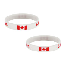 Canada Flag Bracelet 2 Pack White Silicone Wristband Patriotic Maple Design for Sports and Outdoor Activities