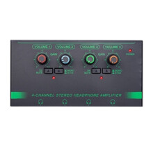 Headphone Amplifier 4 Channels Ultra-Compact Stereo Audio Amplifier with Power Adapter 10MHz Earphone Amp Green