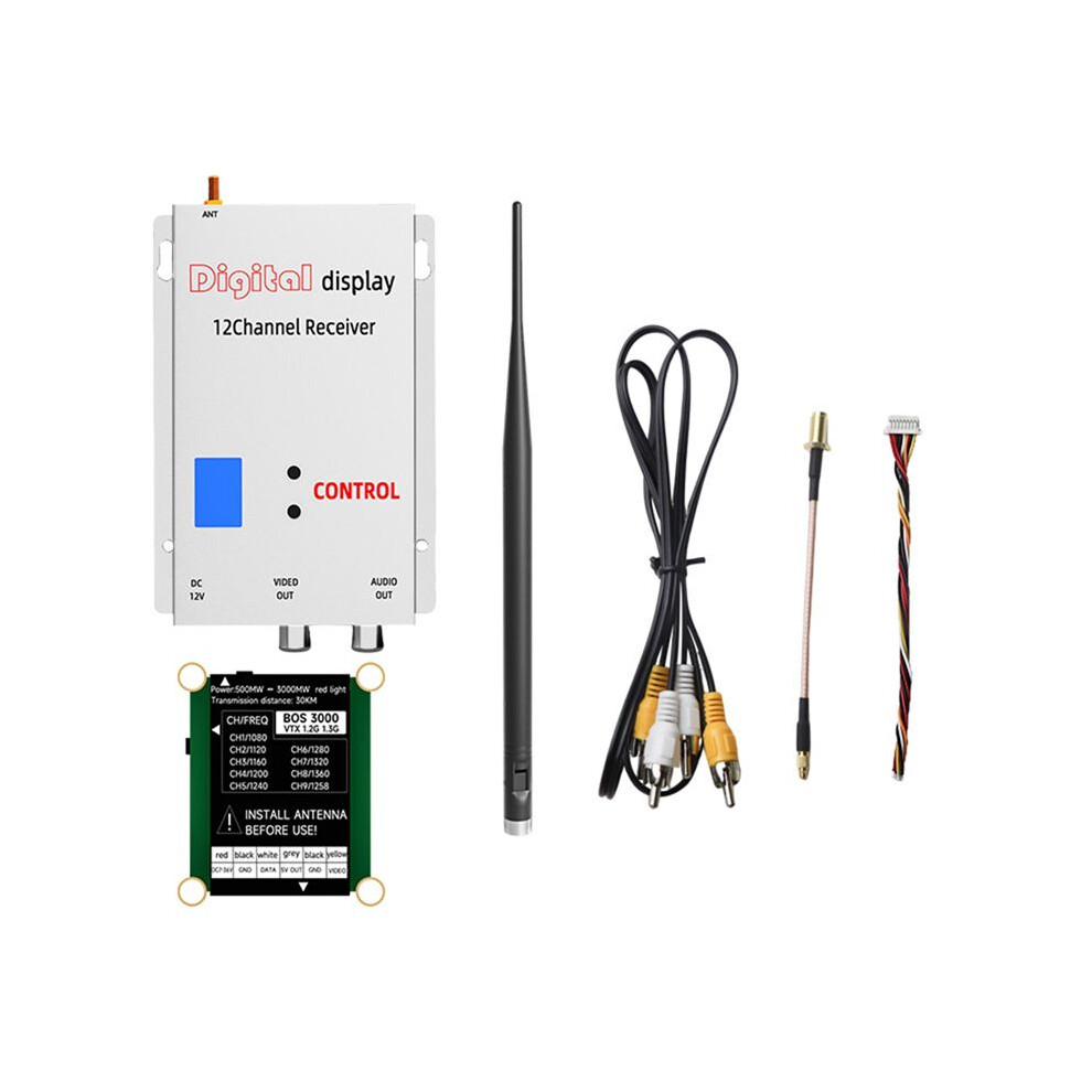 1.2G 1.3G 3W Vtx+1.2G Fpv Vrx 3000Mw 9-Channel High Power Fpv Video Transmitter Pal/Ntsc For Fpv Long Range Rc Drone 6031141193836