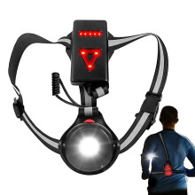 Rechargeable Running Chest Light with Brightness LED, Adjustable Beam Angle and Rear Warning Light for Night Running