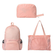 Pink Travel Duffle Bag Expandable Foldable 3‑in‑1 Convertible Tote Gym Backpack