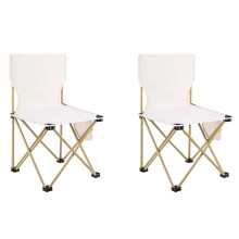 2X Petite Chaise Pliante D'Extérieur Blanc Crème, Chaise de Pique-Nique de Camping, Chaise de Croquis D'Artiste Portable Ultra Légère