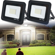 30W LED Work Light 2 Pack, Super Bright Outdoor Flood Light, Daylight White Weatherproof Security Light for Porch and Street