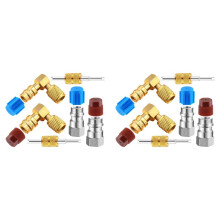 2X R12 to R134A AC Fitting Conversion Adapter Kit, Quick Coupler Valve A/C 90 Port Retrofit Adapter High/Low Pressure