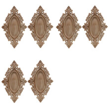 6X Unpainted European Clear Wood-Carved Applique Onlay Picture Frame Discs Decor Wooden for Wedding Door Home 25 X 15cm