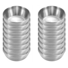 Lot de 16 Plats à Sauce Soja en Acier Inoxydable, Bols à Tremper, Bols de Préparation, Bols à Pincer, Bols à Soucoupes Individuels