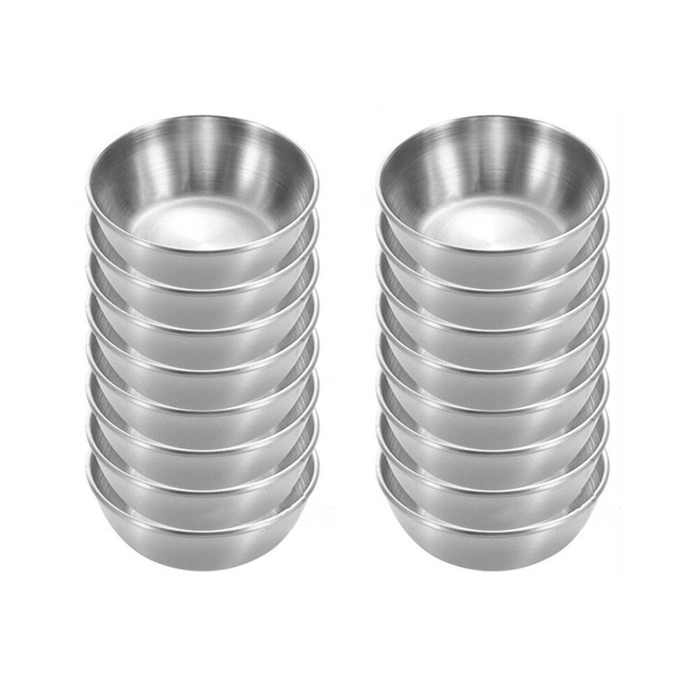 Semoic 16 Pack Stainless Steel Soy Sauce Dishes,Dipping Bowls, Prep Bowls Pinch Bowls, Individual Saucers Bowl