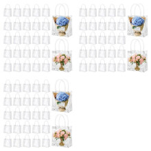 150 Pcs Clear Gift Bags with Handles Plastic Gift Bags Transparent Reusable Tote Bags Candy Goodie Bags for Wedding