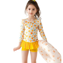 Children Quick Dry Swim Suit Split Design Long-Yellow 3XL