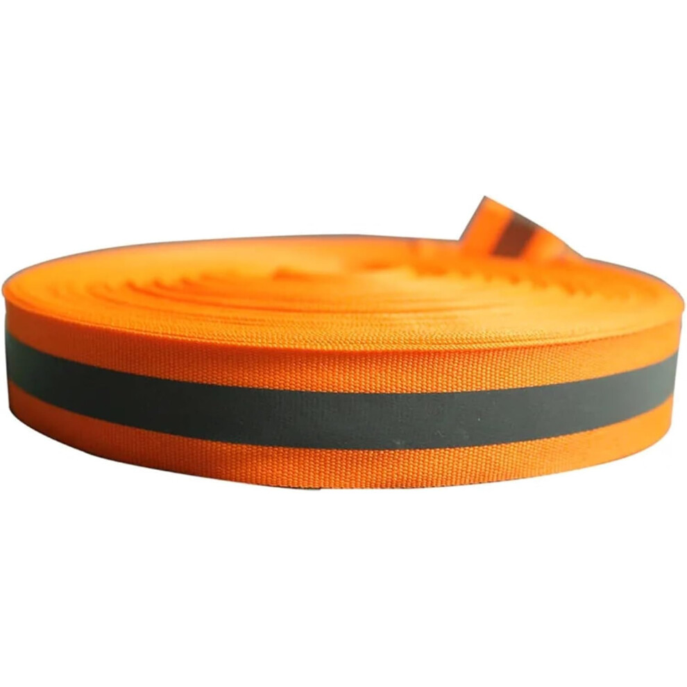 Orange Reflective Ribbon Sew On Tape 50M Visibility Trim For Clothing And Safety Garments 9092120000481