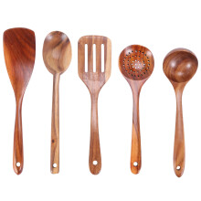 Ensemble D'Ustensiles de Cuisine Sains Outils de Cuisson en Bois Spatule et CuillèRes en Bois Dur AntiadhéSif - CuillèRe de Cuisson Durable,