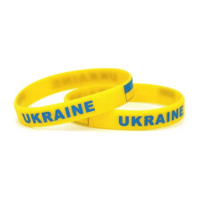 Ukraine Flag Wristband Elastic Silicone Bracelet Yellow Blue Supporter Band for Soccer Fans