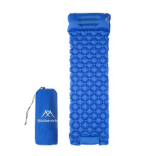 Camping Sleeping Pad with Integrated Pillow, Quick Inflation and Lightweight Design for Outdoor Camping Travel (Blue)