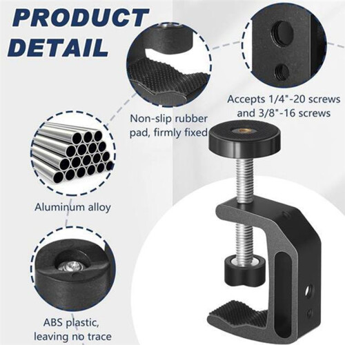 Universal C-Clamp for Desktop Mount Tables Desk Clamps Aluminum Support Small C Clamp 2 Pack 2