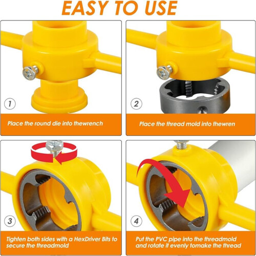6Pcs PVC Thread Maker Tool, Pipe Threader Plumbing Tool, Pipe Threader Kit with 1/2 Inch 3/4 Inch 1 Inch Dies Maker Tool 2