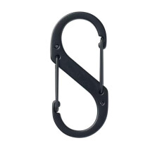 Zinc Alloy Carabiner Clip SShaped Mountaineering Buckle Black 57x27x3.5mm Quick Release Hook for Camping