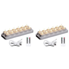 Ładowalne Świece Typu Tealight, 24 Szt. Ładowalne Świece z Podstawą Ładującą Zdalnie, Świece LED Bezpłomieniowe