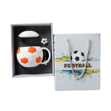 Elegant Soccer Ball Shaped Ceramic Mug For Daily Hot-Orange