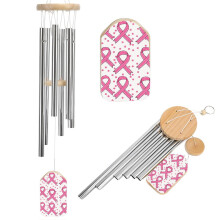 Breast Ribbon Wind Chimes for Garden Patio Decor, WeatherResistant Aluminum Memorial Gift