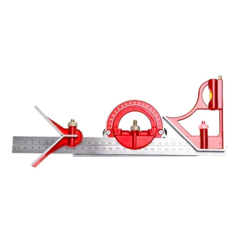 3 in 1 300mm Square Right Angle Ruler Measuring Ruler Multi Combination Protractor Tools Woodworking Tools Red