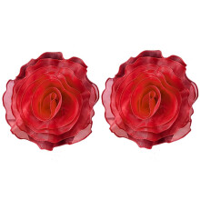 Red Multi-Layered Three-Dimensional Gauze Flower Corsage Wedding Dress Applique Decoration DIY Decorative Flowers