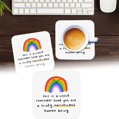 Σουβέρ Brighten Every Moment, Ξύλινη Αντιολισθητική Επιφάνεια Rainbow, Συμπαγές Μέγεθος 9*9cm, 2