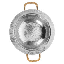 Stainless Steel Paella Pan for Outdoor Cooking, Durable Double Handle Stockpot, Hammered Edge Design