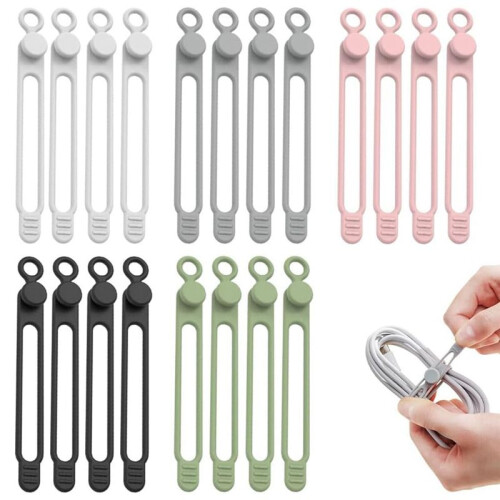 Data Cable Organizer, Upgrade Silicone Cable Ties Reusable Cable Management Organizer, Elastic Cord Organizer 1