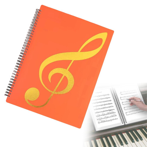 Orange A4 Sheet Music Binder 60 Pages Detachable