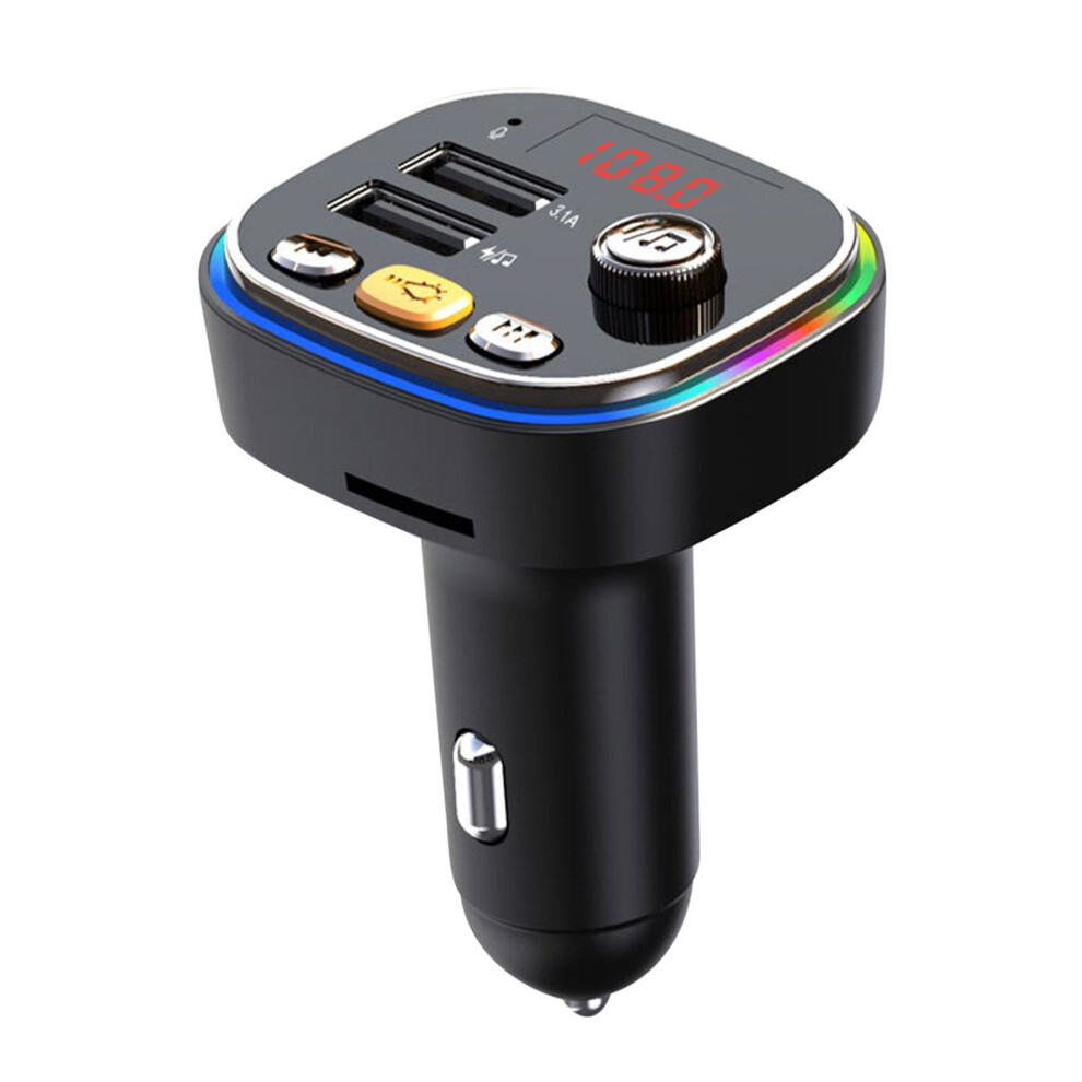 Qc3.0 Fast Usb Car Charger, Wireless Bluetooth Fm Transmitter, Hands-Free Calling, Mp3 Player With Dual Usb Ports For 12V/24V Vehicles 9365509730065
