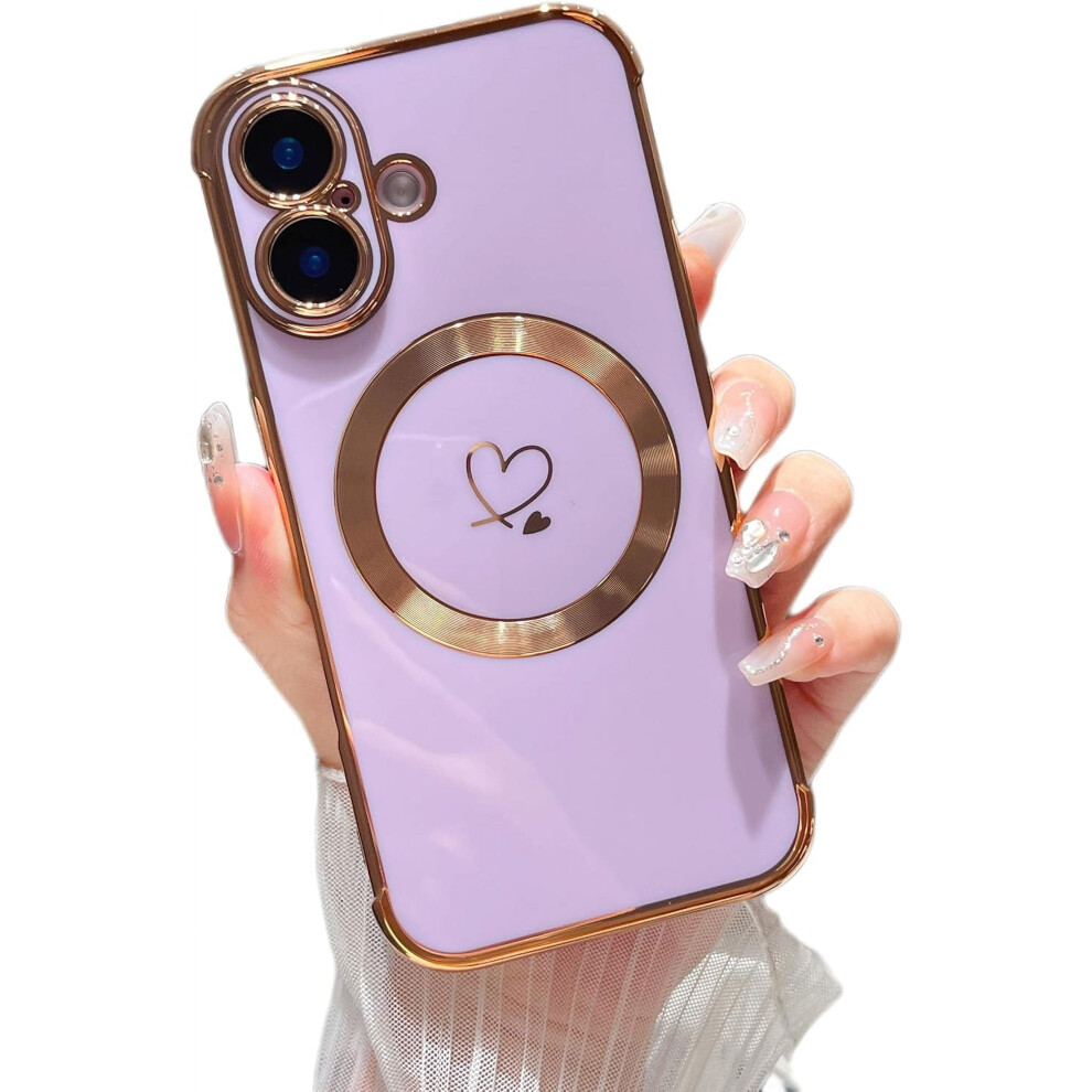 Magnetic Case For Iphone 16 (6.1") Â Compatible With Magsafe, Love Hearts Pattern, Camera Protection, Soft Shockproof Tpu Bumper 9365509730324