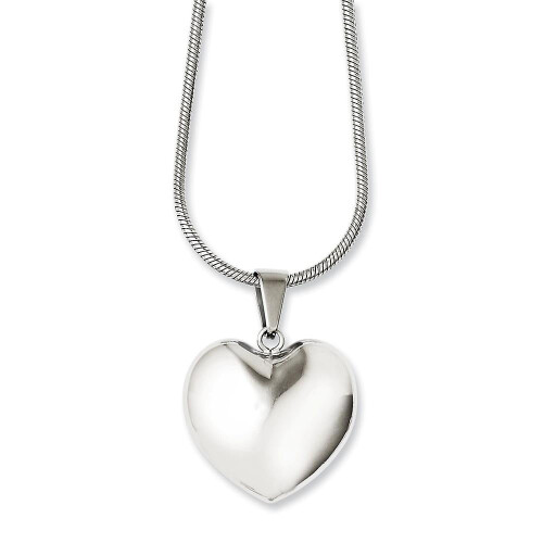 Κολιέ μενταγιόν Puff Heart από γυαλισμένο ανοξείδωτο ατσάλι 20 ιντσών