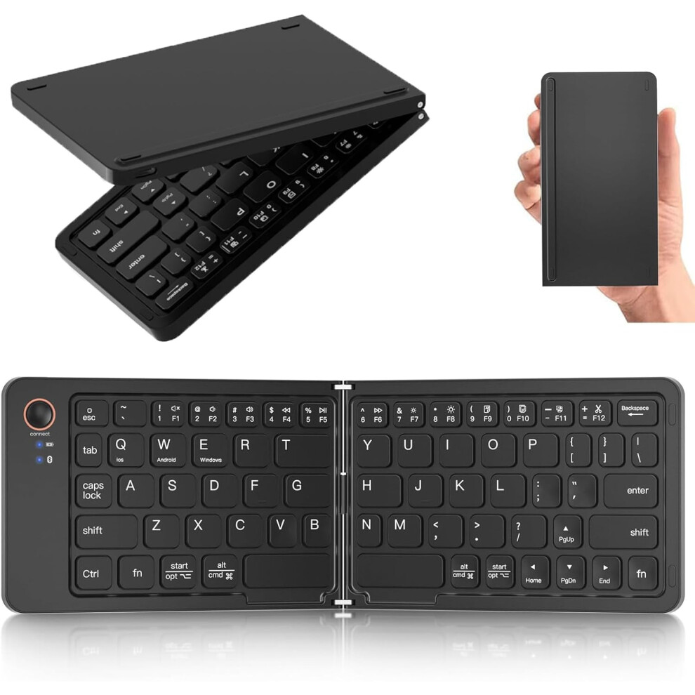 Foldable Bluetooth Keyboard Â Ultra Slim, Portable, Rechargeable, Full Size, Compatible With Ios, Android, Windows, Ipad, Iphone, Laptop 9365509731130