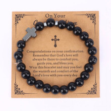Trendy Natural Tiger Eye and Turquoise Beaded Bracelet with Cross Charm - Perfect for Stylish Accessorizing