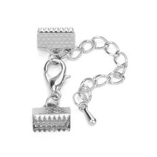 Kit de 10 embouts de cordon en cuir à sertir – Argent foncé