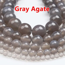 1 Strand Round 4mm 6mm 8mm 10mm 12mm Natural Stone Rock Gemstone Beads Lot-Gray Agate-8mm (44~45pcs)